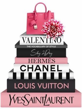 CHANEL Pink and Black Fashion Stack Art Print